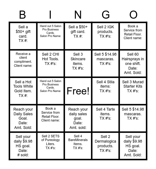 SPRAY SALE 2023 Bingo Card