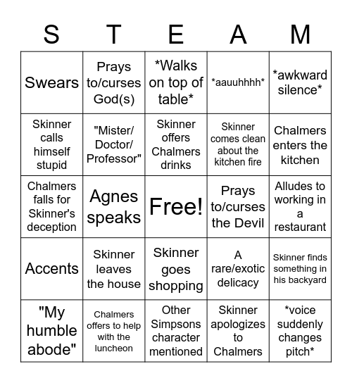 Unlimited Steam-go Bingo Card