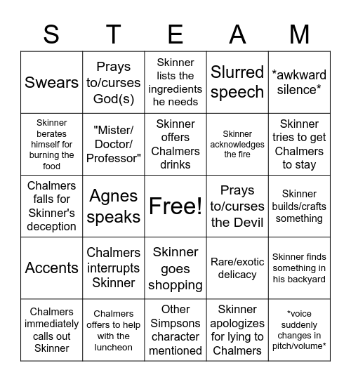 Unlimited Steam-go Bingo Card