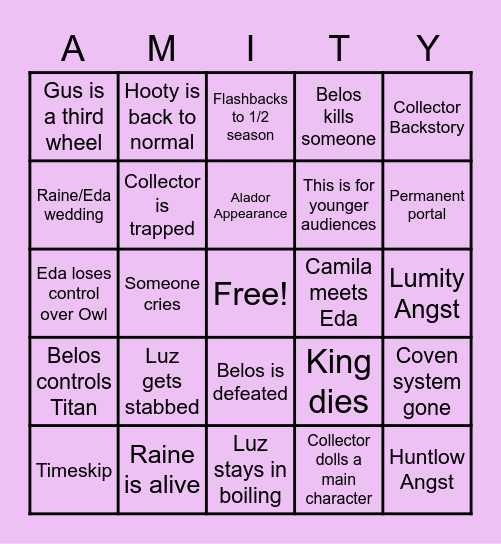 Birthday Trauma Bingo (Owl House Edition) Bingo Card