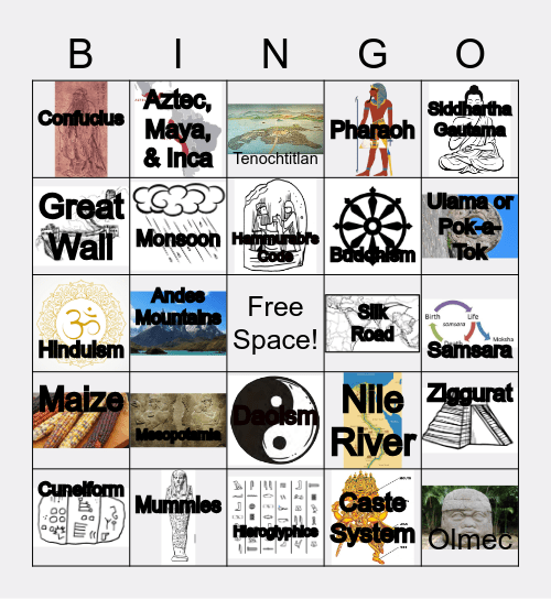 Ancient Civilizations Bingo Card