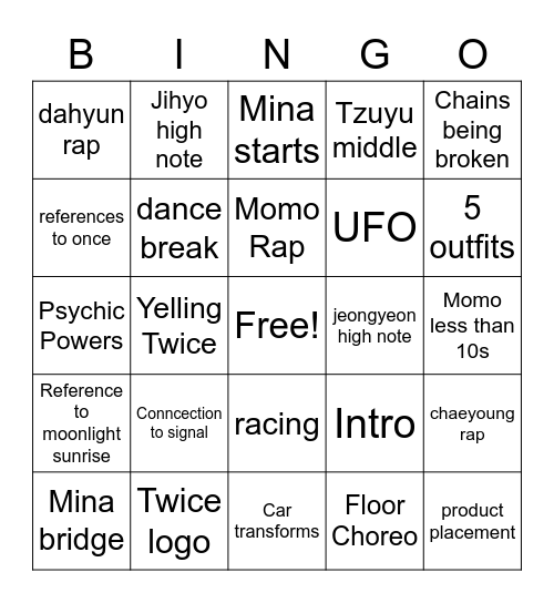 SET ME FREE Bingo Card