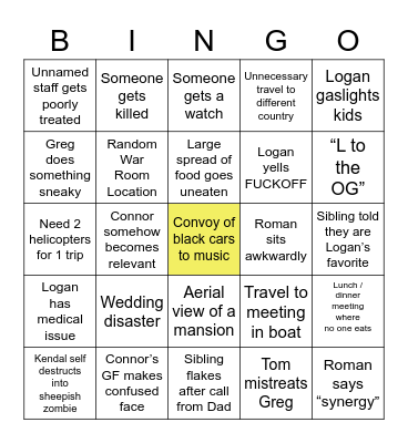 Succession Season Four Bingo Card