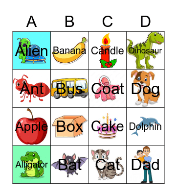 A B C D Bingo Card