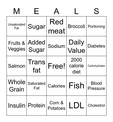 Healthy Bingo Card