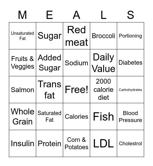 Healthy Bingo Card