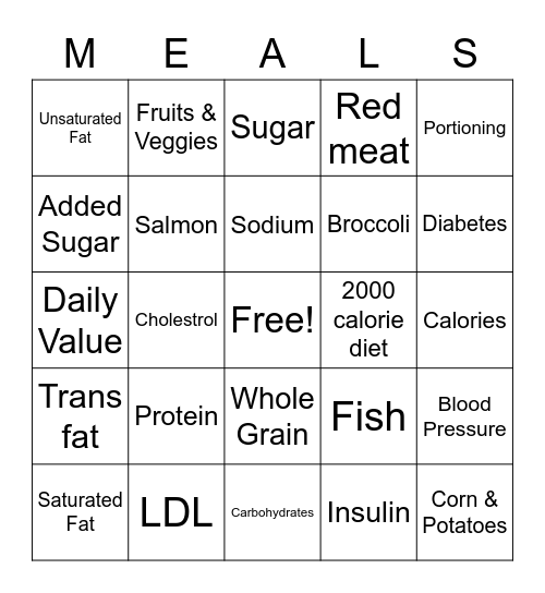 Healthy Bingo Card