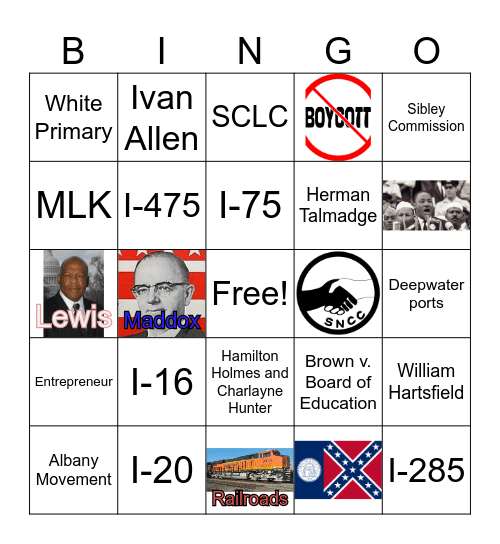 Georgia and Civil Rights Bingo Card