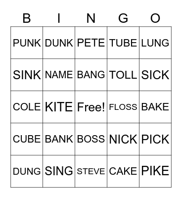 3rd grade Bingo Card