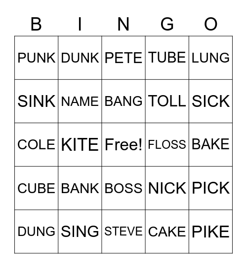 3rd grade Bingo Card