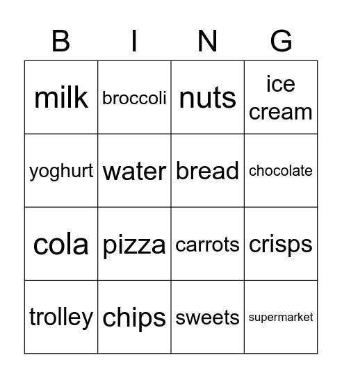 Shopping Bingo Card