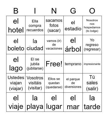 U25 -- De Vacaciones Bingo Card