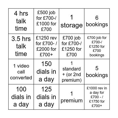 Outbound Sales Bingo Card
