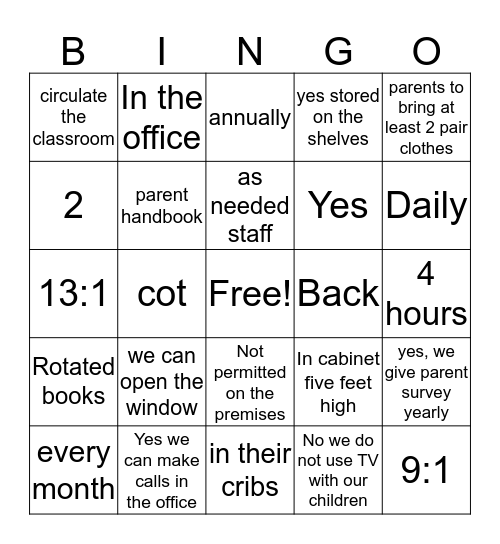 CNI 110 Bingo Card
