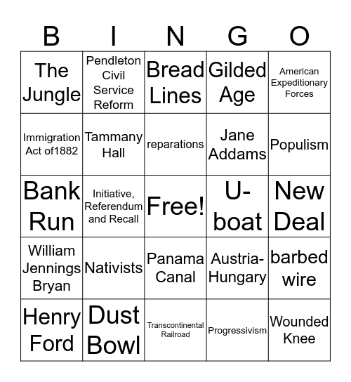 SEMESTER 1 REVIEW Bingo Card