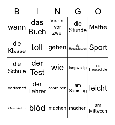 Wörterbingo Kapitel 3 1BK Bingo Card
