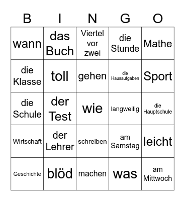 Wörterbingo Kapitel 3 1BK Bingo Card