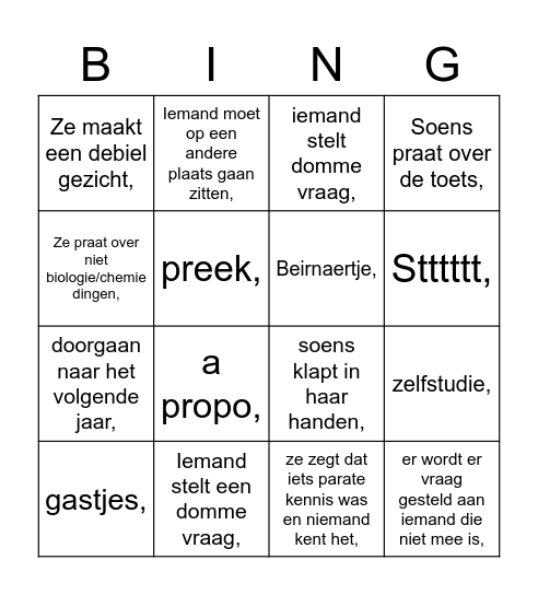 soens bingo Card