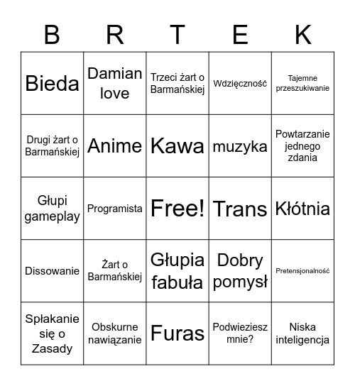 Bartek kampania Bingo Card