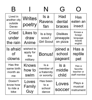 MUGNA SOCIAL BINGO Card