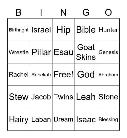 Jacob Bible Bingo Card