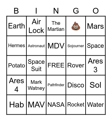 The Martian Bingo Card