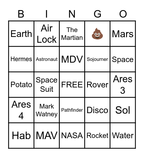 The Martian Bingo Card