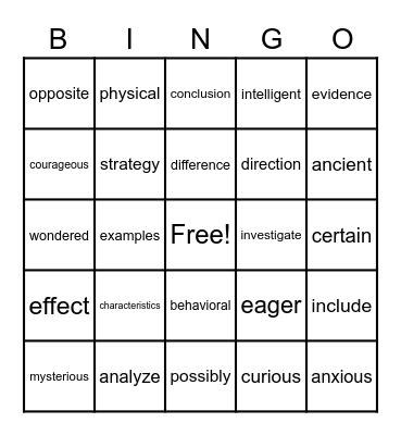 Snappy Bingo Card