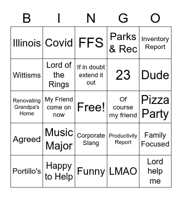 Jordan's Finale Bingo Card