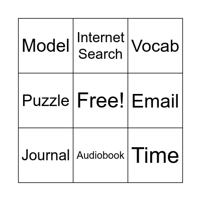Ginny's Activities Bingo Card