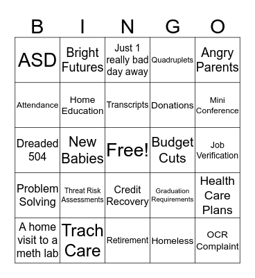 Student Services Holiday Luncheon Bingo Card