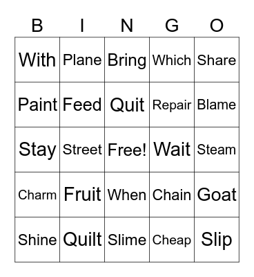 Phonetic Skill Bingo Card