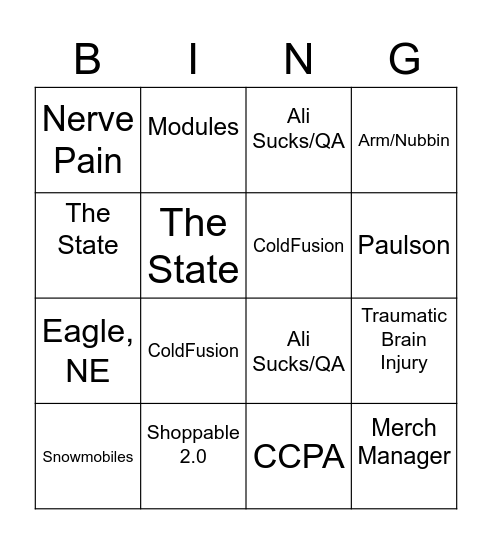 Refried Beans Bingo Card