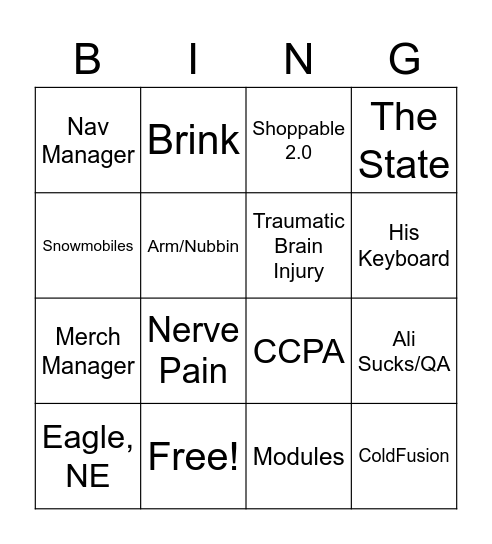 Refried Beans Bingo Card