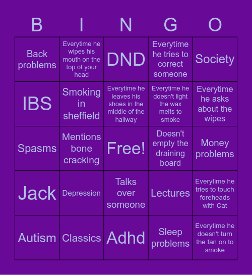 Dickhead Bingo Card