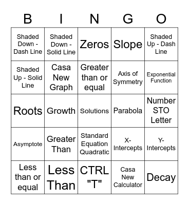 Vocabulary Bingo Card