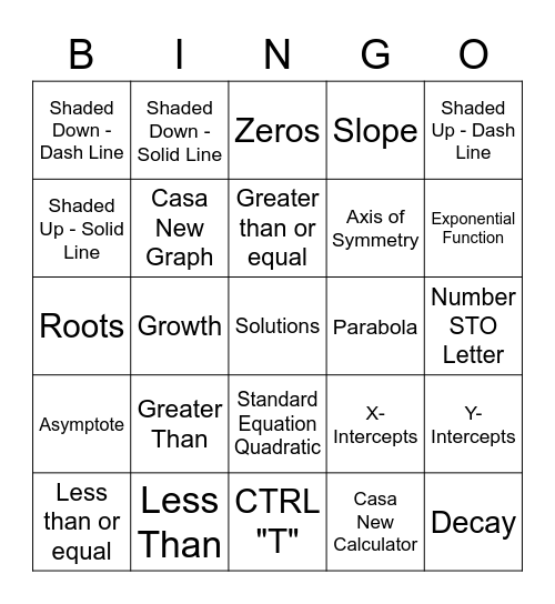 Vocabulary Bingo Card