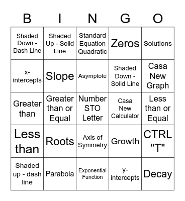 Vocabulary Bingo Card