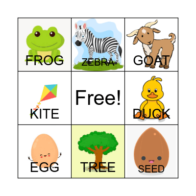 SPRING - Beginning Sound BINGO Card