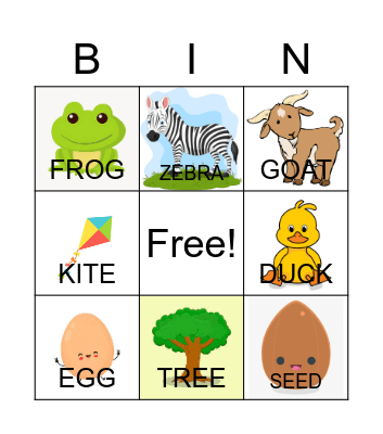 SPRING - Beginning Sound BINGO Card