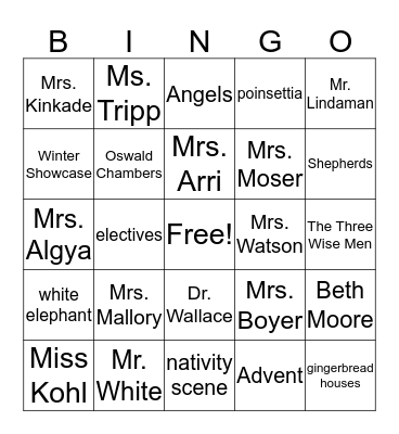 Christmas 2015 Bingo Card