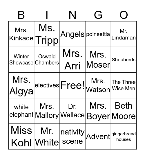 Christmas 2015 Bingo Card