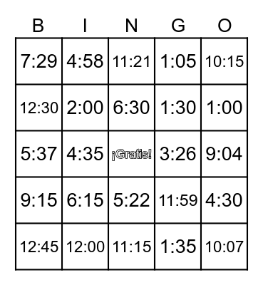El Tiempo Bingo Card