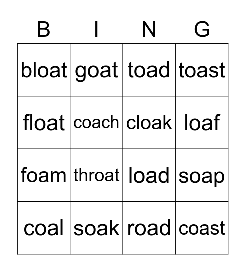 OA says long O Bingo Card