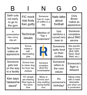 Rise QA Summit 2023 Bingo Card