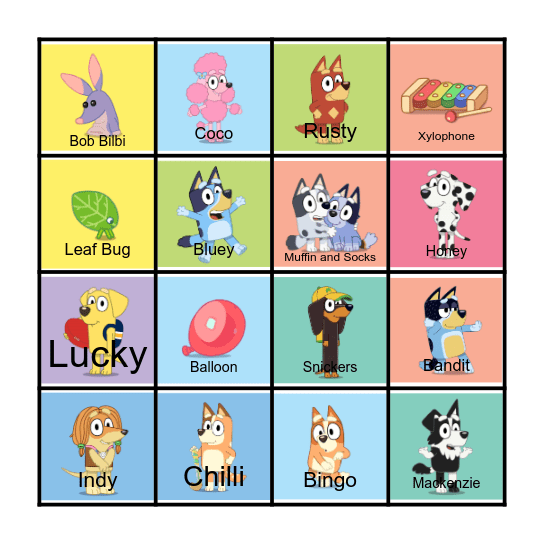 BLUEY BINGO BINGO Card