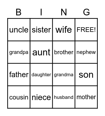 Family bingo Card