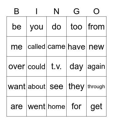 Red Word 34 Bingo Card