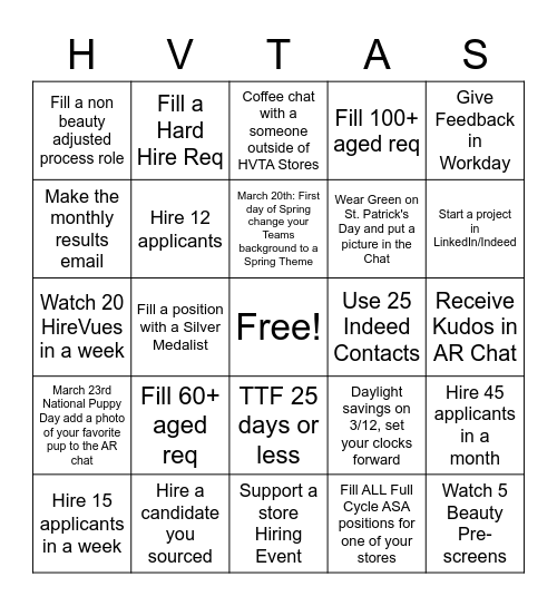 HVTA Stores Bingo Card