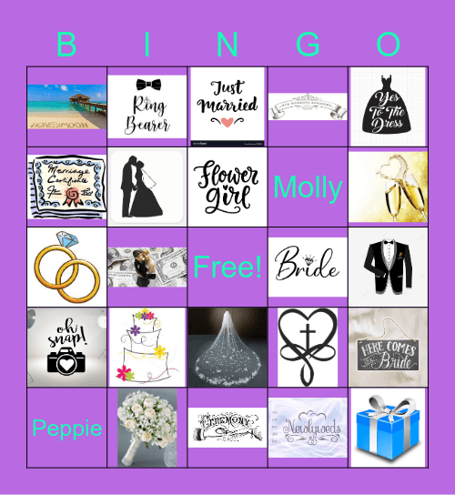 Tracy's Wedding Bingo Card